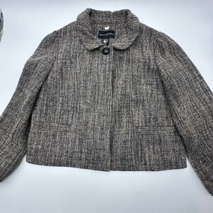 Banana Republic Women's Brown Tweed Knit Cropped Jacket Size 6